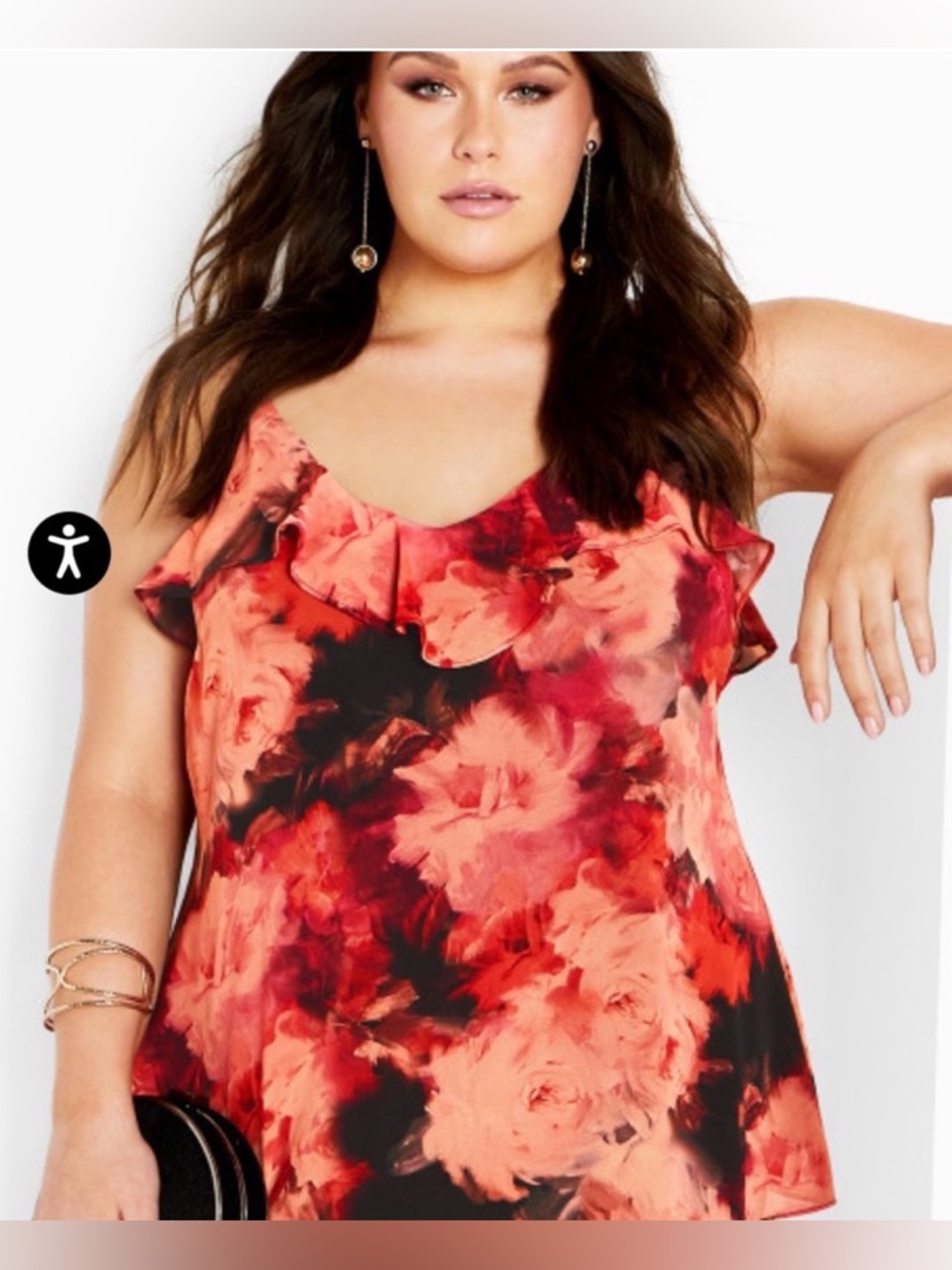 City chic Mischa Floral Ruffle Cami Top 20W NWT - Picture 3 of 4